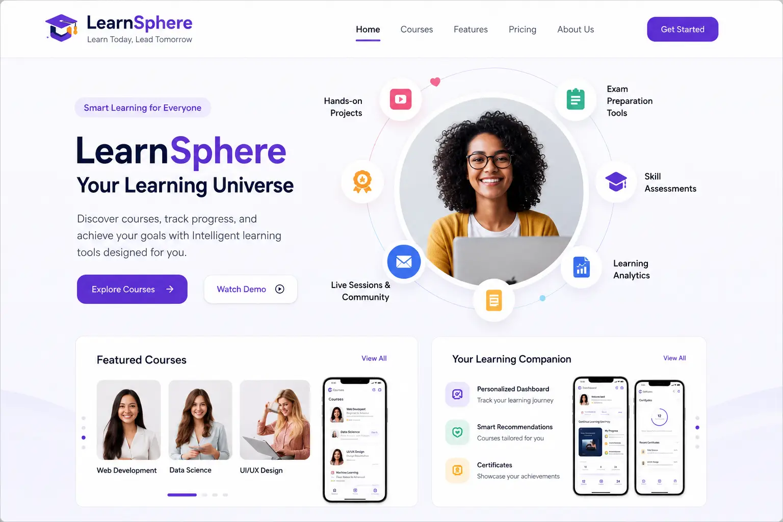 LearnSphere EdTech interface