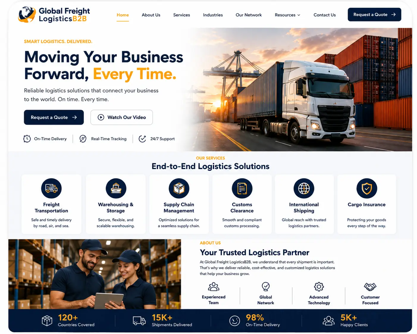 Global Freight Logistics interface